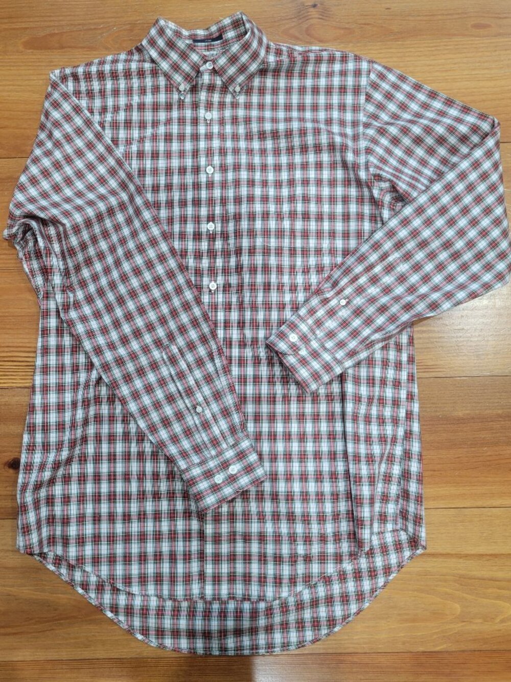 Men's Land's End No Iron Traditional Fit Shirt Large Tall 16-16 1/2 Dress Plaid